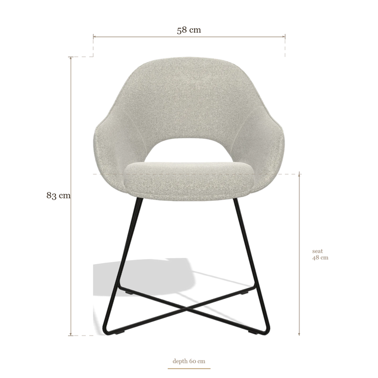 Eetkamerstoel Milan 6516, afmetingen 58 x 60 x 83 cm