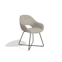 Silla de comedor Milan 6516 en tela Glory 05 (greige), patas en espresso, vista en ángulo