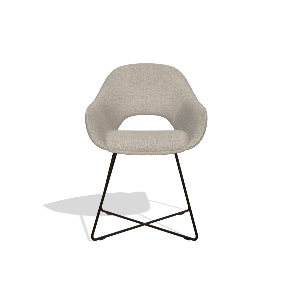 Silla de comedor Milan 6516 en tela Glory 05 (greige), patas en espresso, vista frontal