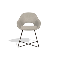 Silla de comedor Milan 6516 en tela Glory 05 (greige), patas en espresso, vista frontal