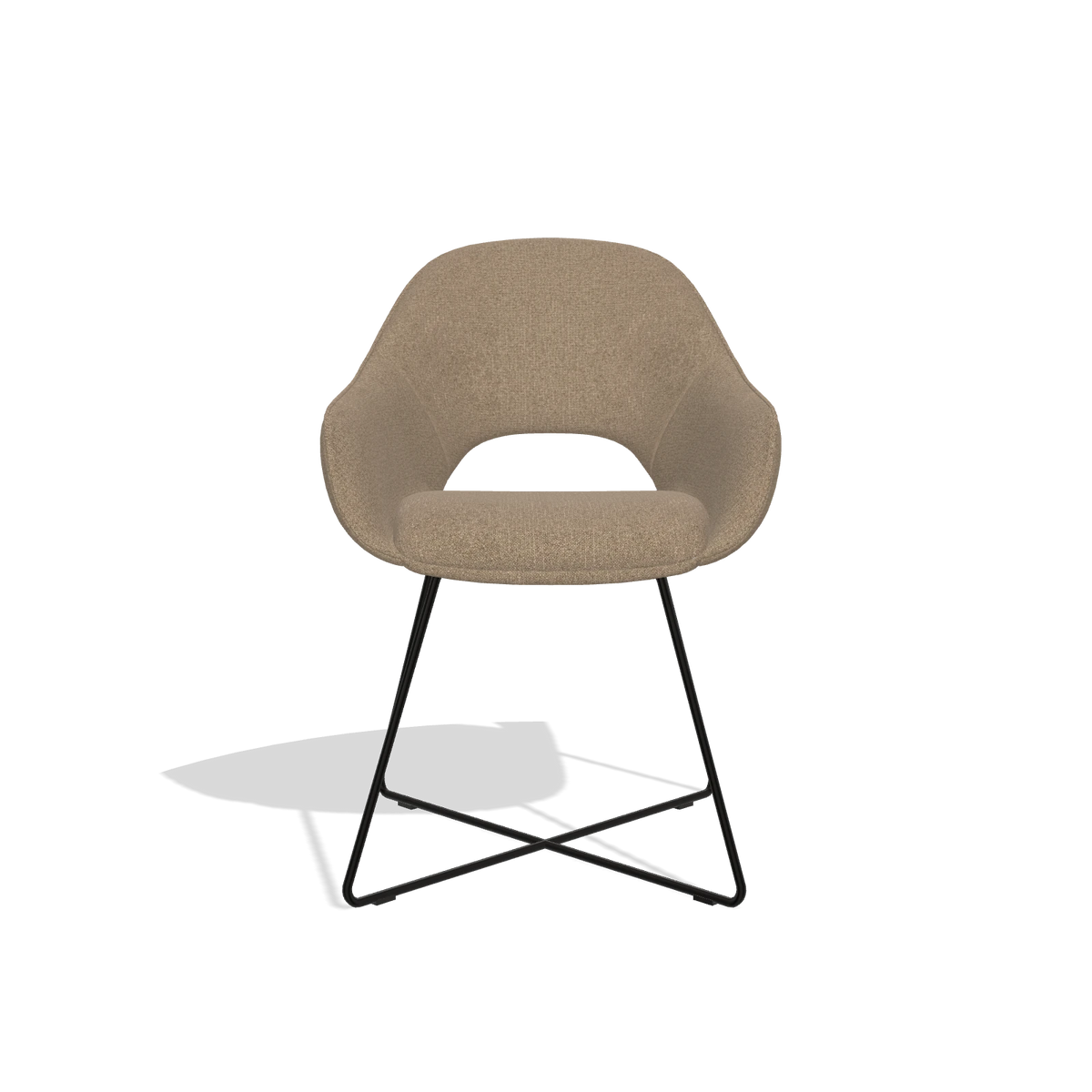 Silla de comedor Milan 6516 en tela Glory 13 (topo), patas en negro, vista frontal
