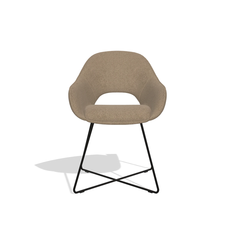Silla de comedor Milan 6516 en tela Glory 13 (topo), patas en negro, vista frontal