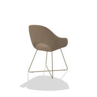 Silla de comedor Milan 6516 en tela Glory 13 (topo), patas en champán, vista trasera en ángulo