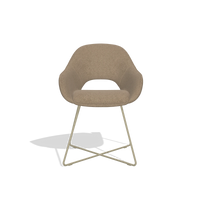 Silla de comedor Milan 6516 en tela Glory 13 (topo), patas en champán, vista frontal