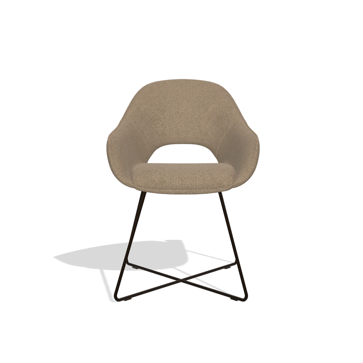 Silla de comedor Milan 6516 en tela Glory 13 (topo), patas en espresso, vista frontal