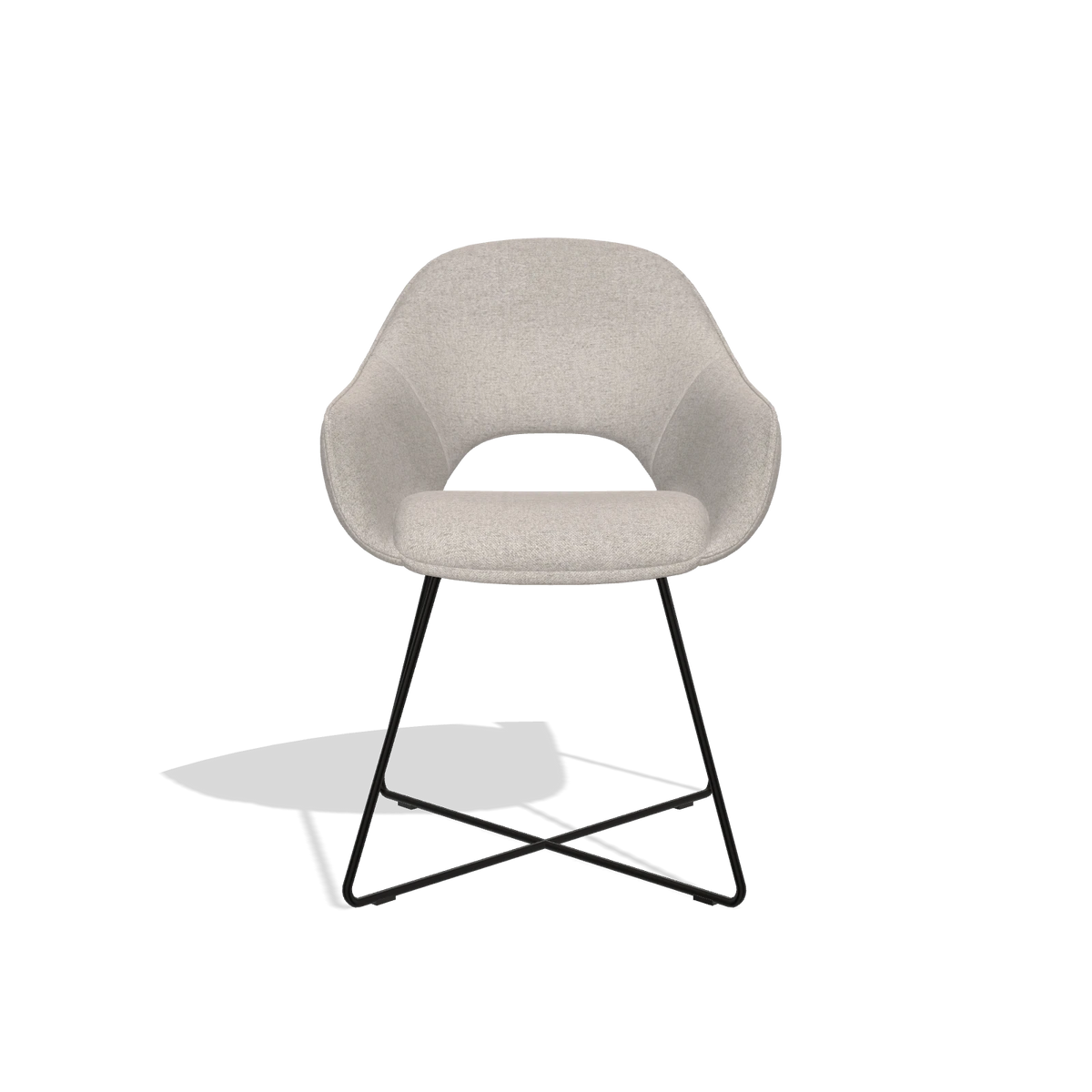Silla de comedor Milan 6516 en tela Glory 196 (rosa palo), patas en negro, vista frontal
