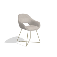 Silla de comedor Milan 6516 en tela Glory 196 (rosa palo), patas en champán, vista en ángulo