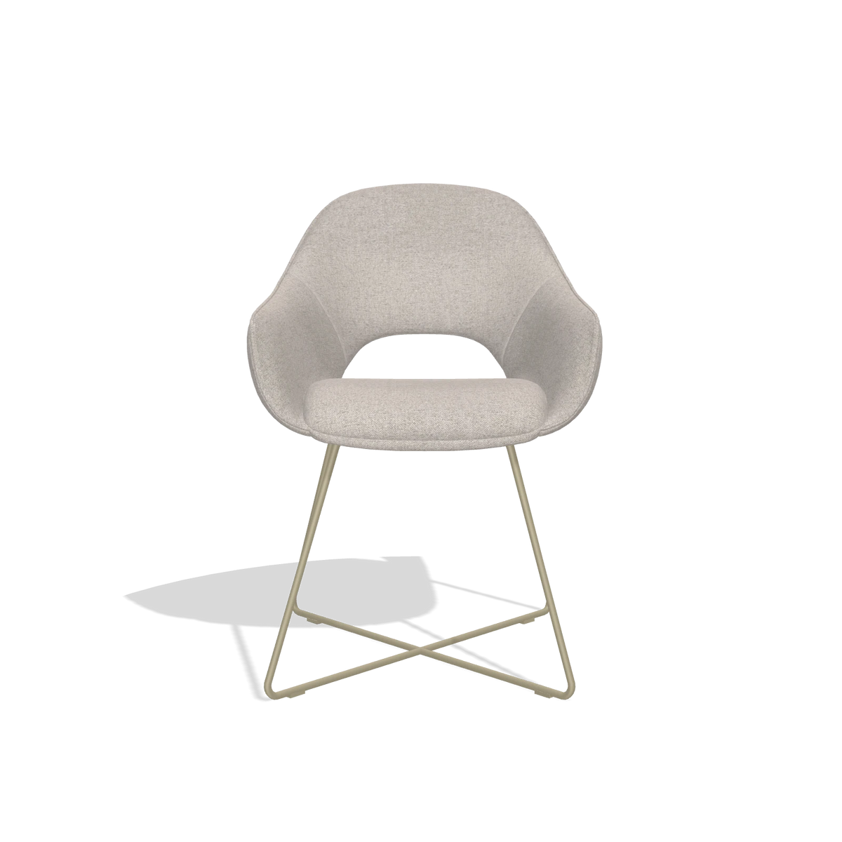 Silla de comedor Milan 6516 en tela Glory 196 (rosa palo), patas en champán, vista frontal