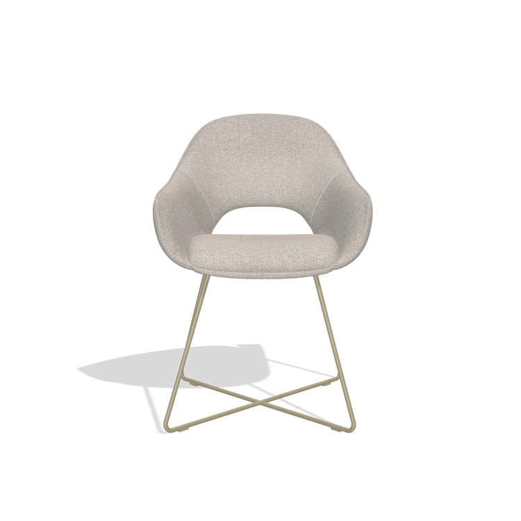 Silla de comedor Milan 6516 en tela Glory 196 (rosa palo), patas en champán, vista frontal