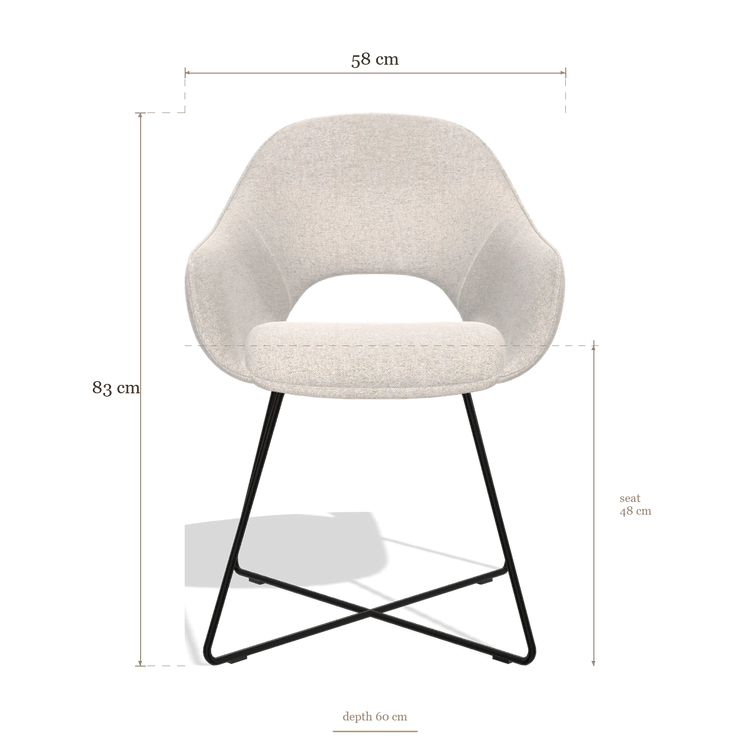 Silla de comedor Milan 6516, medidas 58 x 60 x 83 cm