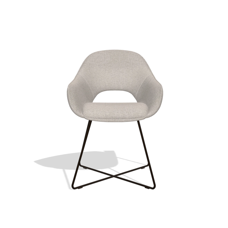 Silla de comedor Milan 6516 en tela Glory 196 (rosa palo), patas en espresso, vista frontal