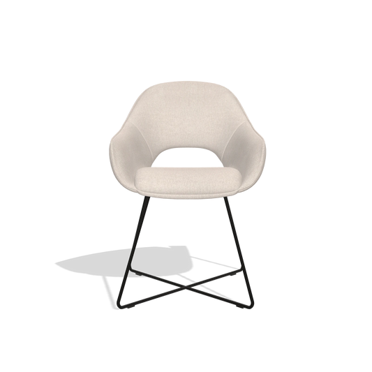 Silla de comedor Milan 6516 en tela Guard 01 (gris claro), patas en negro, vista frontal