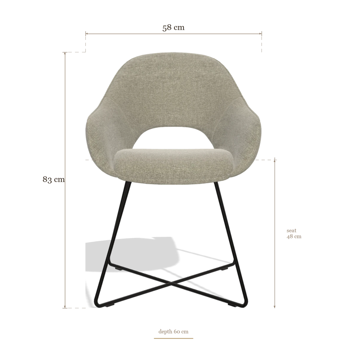 Sedia da pranzo Milan 6516, dimensioni 58 x 60 x 83 cm
