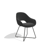 Sedia da pranzo Milan 6516 in Pelle A804 (nero), gambe in nero, vista angolata