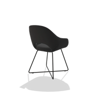 Sedia da pranzo Milan 6516 in Pelle A804 (nero), gambe in nero, vista posteriore angolata