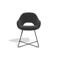 Sedia da pranzo Milan 6516 in Pelle A804 (nero), gambe in nero, vista frontale
