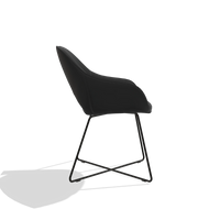 Sedia da pranzo Milan 6516 in Pelle A804 (nero), gambe in nero, vista laterale
