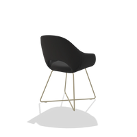 Sedia da pranzo Milan 6516 in Pelle A804 (nero), gambe in champagne, vista posteriore angolata