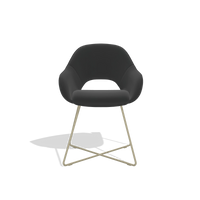 Sedia da pranzo Milan 6516 in Pelle A804 (nero), gambe in champagne, vista frontale