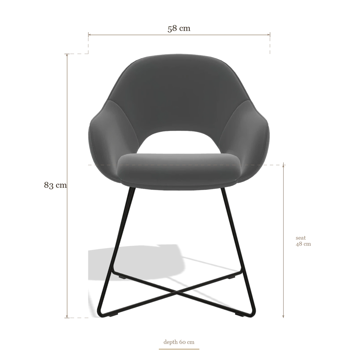 Sedia da pranzo Milan 6516, dimensioni 58 x 60 x 83 cm