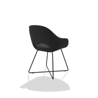 Sedia da pranzo Milan 6516 in Pelle A804 (nero), gambe in espresso, vista posteriore angolata