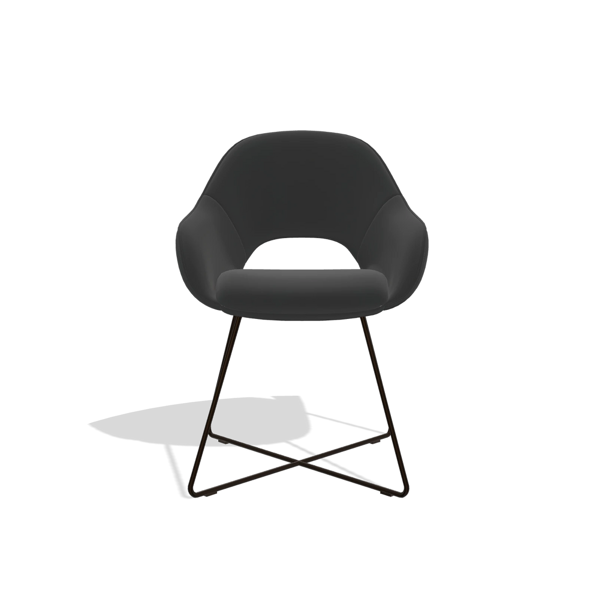 Sedia da pranzo Milan 6516 in Pelle A804 (nero), gambe in espresso, vista frontale