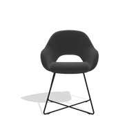 Sedia da pranzo Milan 6516 in Pelle A804 (nero), gambe in espresso, vista frontale