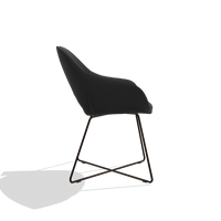 Sedia da pranzo Milan 6516 in Pelle A804 (nero), gambe in espresso, vista laterale