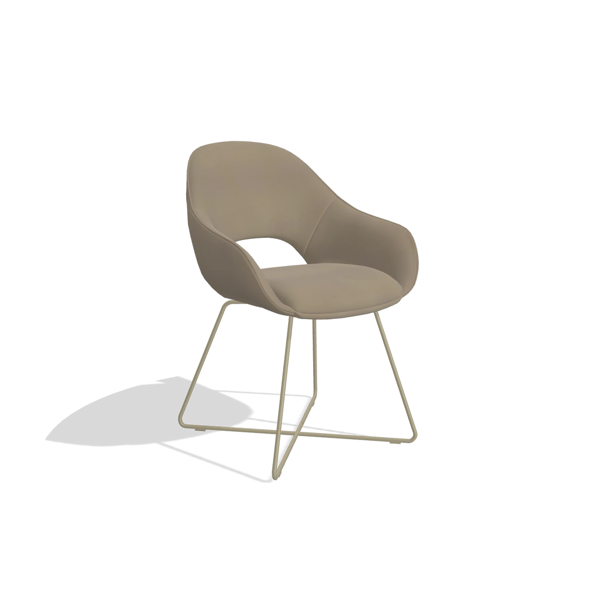 Dining Chair Milan 6516 in Leather A824 (sage), champagne legs, angled view