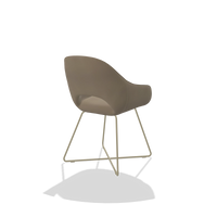 Dining Chair Milan 6516 in Leather A824 (sage), champagne legs, back angled view