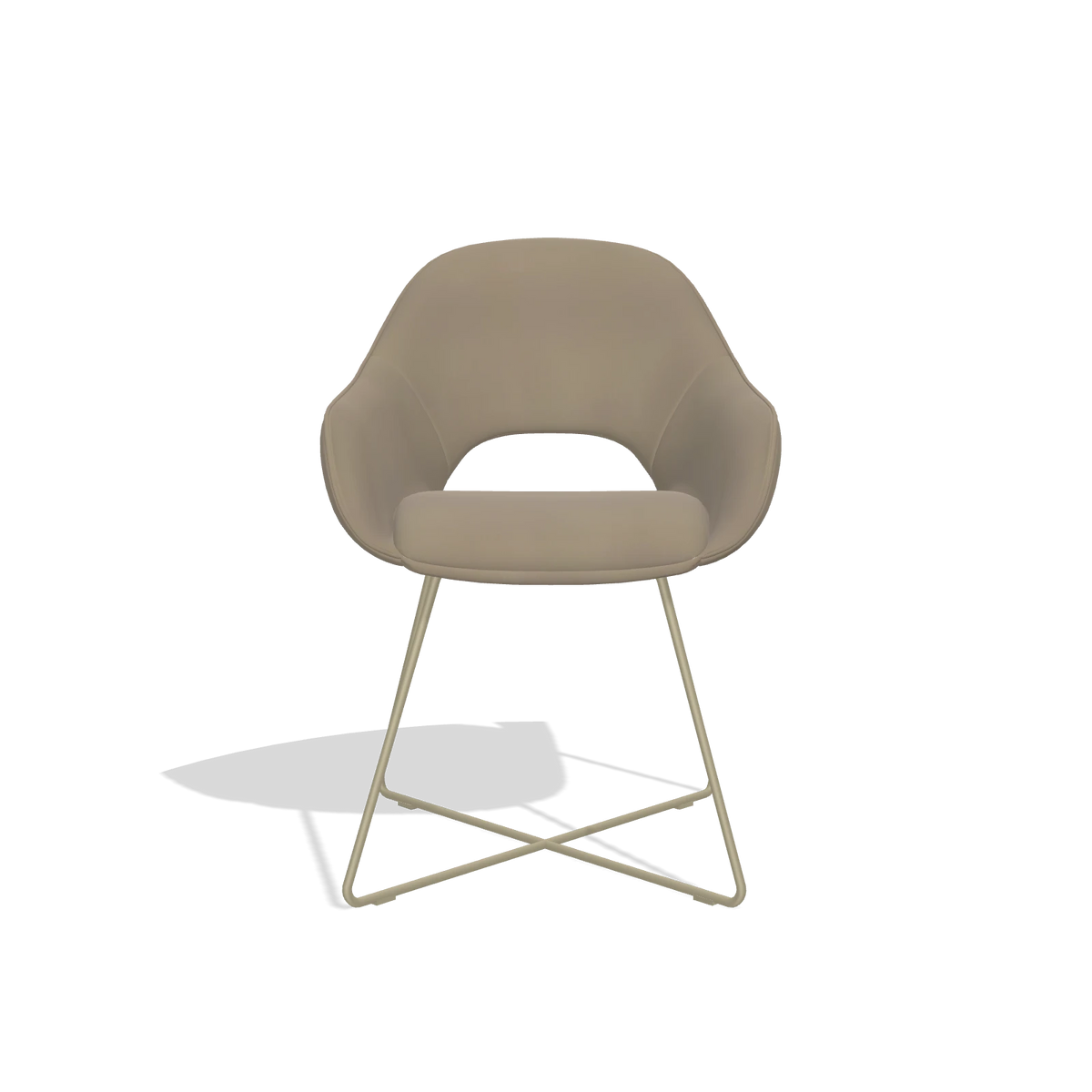 Dining Chair Milan 6516 in Leather A824 (sage), champagne legs, front view