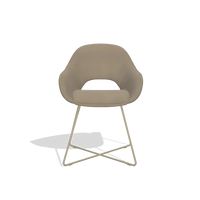 Dining Chair Milan 6516 in Leather A824 (sage), champagne legs, front view