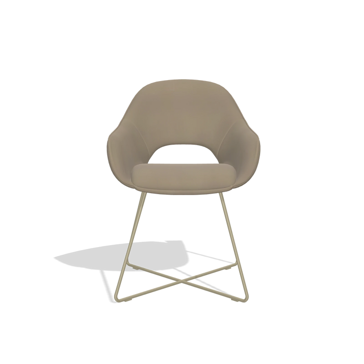 Dining Chair Milan 6516 in Leather A824 (sage), champagne legs, front view