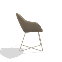 Dining Chair Milan 6516 in Leather A824 (sage), champagne legs, side view
