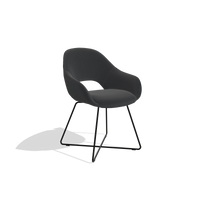 Dining Chair Milan 6516 in Leather B500 (black), black legs, angled view