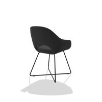 Dining Chair Milan 6516 in Leather B500 (black), black legs, back angled view