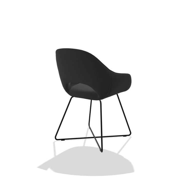 Dining Chair Milan 6516 in Leather B500 (black), black legs, back angled view