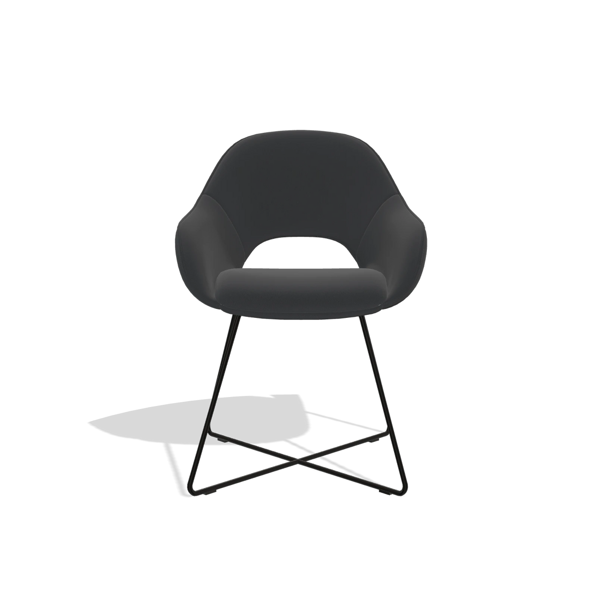 Dining Chair Milan 6516 in Leather B500 (black), black legs, front view