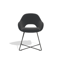 Dining Chair Milan 6516 in Leather B500 (black), black legs, front view