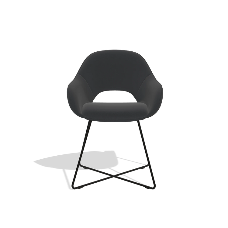 Dining Chair Milan 6516 in Leather B500 (black), black legs, front view