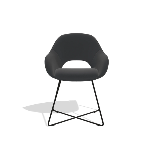 Dining Chair Milan 6516 in Leather B500 (black), black legs, front view