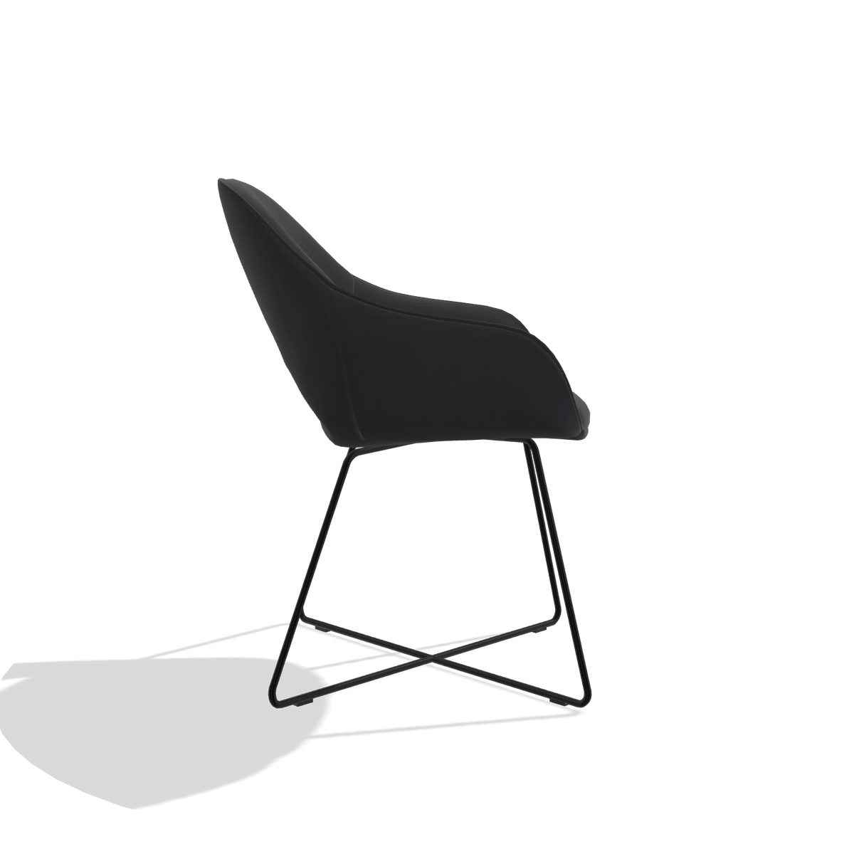 Dining Chair Milan 6516 in Leather B500 (black), black legs, side view