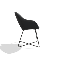 Dining Chair Milan 6516 in Leather B500 (black), black legs, side view