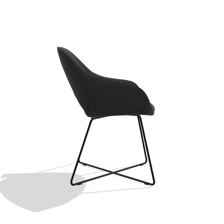 Dining Chair Milan 6516 in Leather B500 (black), black legs, side view