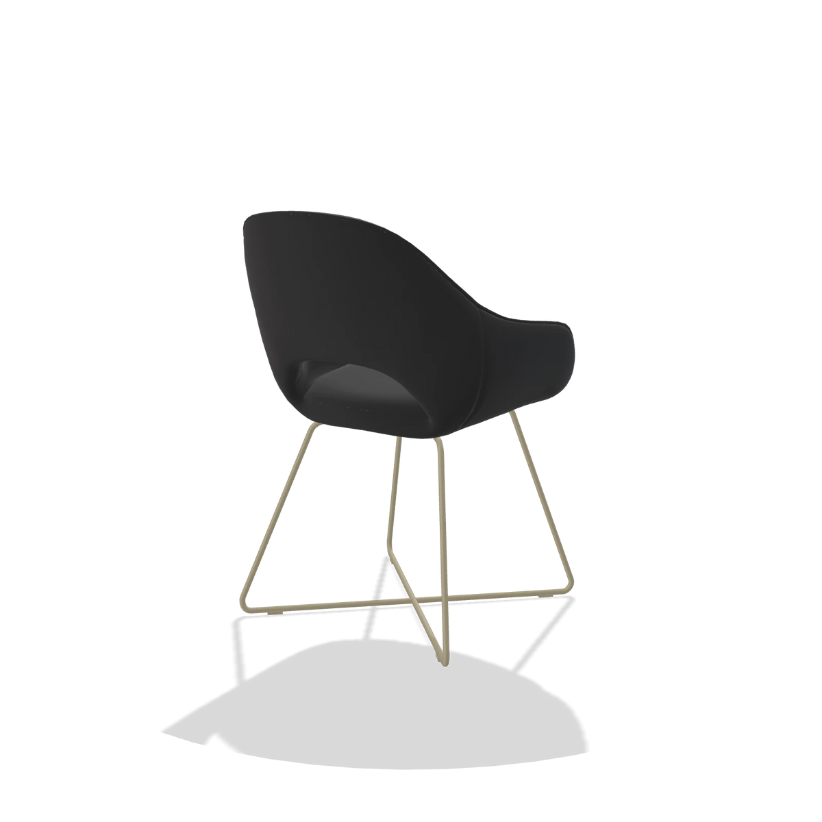 Dining Chair Milan 6516 in Leather B500 (black), champagne legs, back angled view