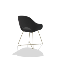 Dining Chair Milan 6516 in Leather B500 (black), champagne legs, back angled view