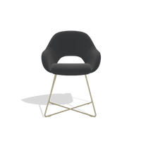 Dining Chair Milan 6516 in Leather B500 (black), champagne legs, front view