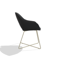 Dining Chair Milan 6516 in Leather B500 (black), champagne legs, side view