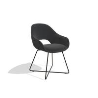 Dining Chair Milan 6516 in Leather B500 (black), espresso legs, angled view
