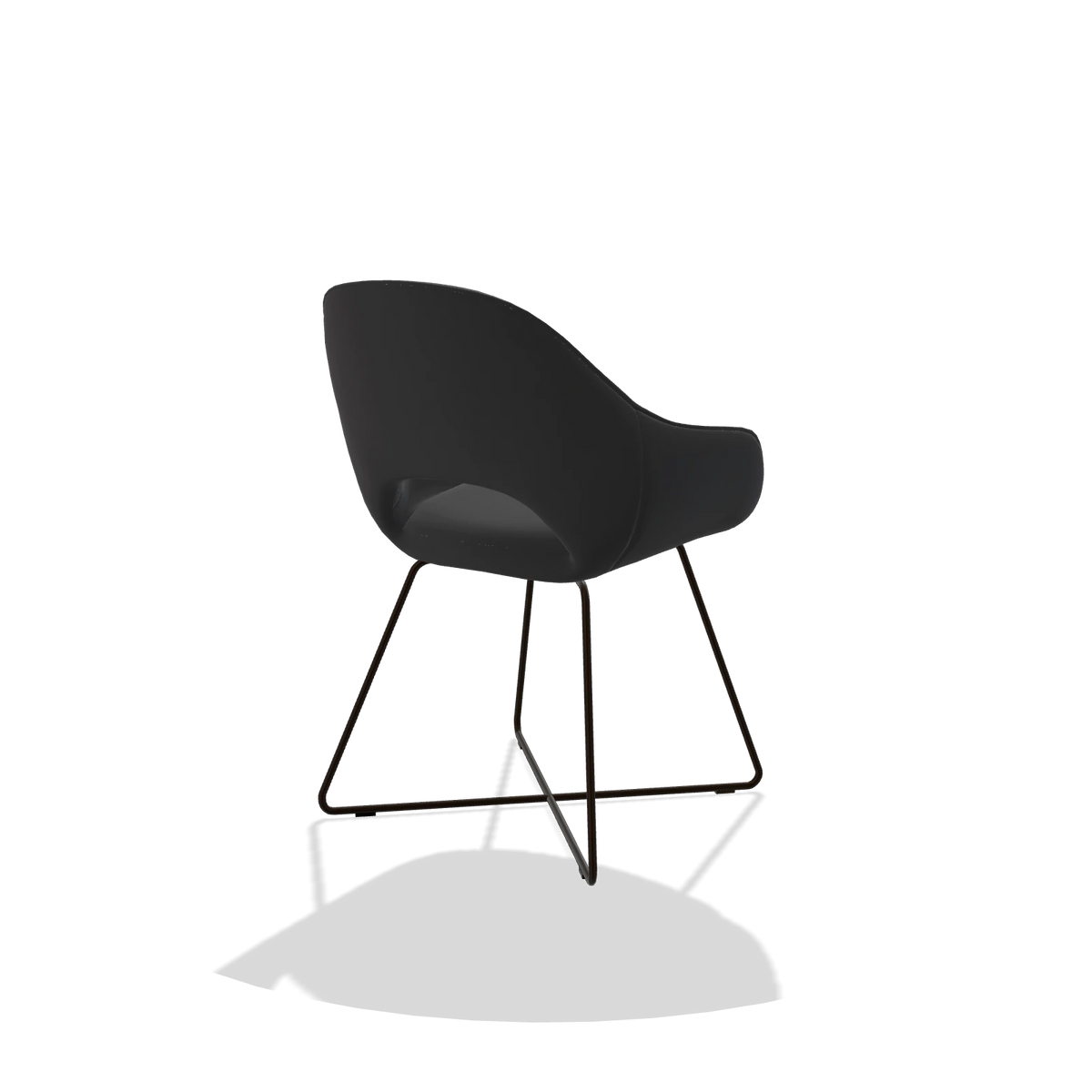 Dining Chair Milan 6516 in Leather B500 (black), espresso legs, back angled view